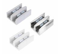6PCS Sliding Shower Door Bottom Guide, Glass Sliding Door Limiter Sliding Guide for Sliding Shower Door Systems (White/Grey)
