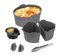 6pcs Slow Cooker Liner, Silicone Slow Cooker Divider Liners Foldable Silicone Liner Pot Liners Reusable Heat Resistant Slow Cooker Divider Dishwasher Safe Cooking Liner for 6-7QT Crock Pot