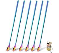 6Pcs Small Coffee Tea Espresso Long Handle Mixing Stirrers Spoon,Mini Stirring Honey Spoons Tiny Mixing Iced Tea Spoons for Kitchen Soup Coffee Cocktail Mixing Stirring Tea Beverage Reusable,7.5"