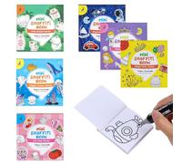 6Pcs Small Coloring Books for Adults and Kids, 3 x 3 Inches Mini Coloring Books Bulk Minimalist Stress Relief Coloring Book, Pocket Coloring Books Includes Marine Life, Food, Animal, Fairy Tale, Car