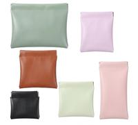 6Pcs Small Cosmetic Bag for Purse, Portable No Zipper Self-Closing Snap Closure Pouch Waterproof PU Leather Makeup Bag for Makeup, Coins, Jewelry, Eyeglasses(6Colors, 6Sizes)