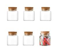 6Pcs Small Glass Bottles with Cork 50 ml/1.7 oz Mini Bottles Vials Jars Empty Spell Jars Potion Bottles Message Decorative Bottles for Wedding Party Favors