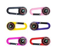 6PCS Small Navigation Compasses With Carabiner Hook For Backpacks Keyrings Outdoor Camping Hiking Mountaineering ABS Compasses For Camping