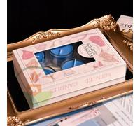 6PCS Small Round Cup Scented Candles with Holder 7-8H Burning Time, Natural Wax, No Smoke Reusable Glass Cup, Candle Gift Set for Home Romantic Dinner Candle, Christmas, Valentine's Day. (Blue)