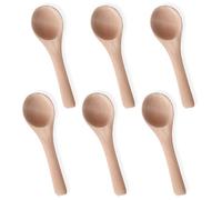 6pcs Small Wooden Spoons, 3.9inch Mini Nature Wooden Spoons for Jars, Yellowish Tiny Wood Teaspoons for Tiny Eating Ice Cream Honey Spice Condiments Tea Bath Salt Coffee Sugar Jam Mustard Seasoning
