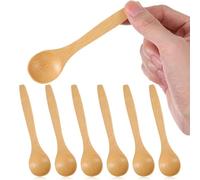 6PCS Small Wooden Spoons - Shimmeroo 5 Inch Resistant Bamboo Spoons Multi-Purpose Tiny Wood Teaspoons for Condiments Honey Coffee Tea Utensils Ice Cream Soup Baking Stirring Kitchen
