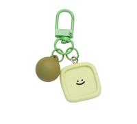 6Pcs Smiling Face Resin Keychain Heart Flower Cloud Bag Pendant DIY Accessories Candy Color Key Chains Decoration Jewelry for Keys(Green)