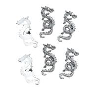 6pcs Snake Dragon Shaped Nail Charms Metal Decorations With Rhinestones For Manicure Festive Nail Accessories