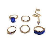 6pcs Snake Stackable Knuckle Ring Set for Women multicolor Boho Crystal Snake Animal Stacking Finger Rings Set, Zinc, No Gemstone