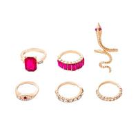 6pcs Snake Stackable Knuckle Ring Set for Women multicolor Boho Crystal Snake Animal Stacking Finger Rings Set, Zinc, No Gemstone