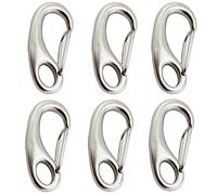 6Pcs Snap Rope Hook Clip Stainless Steel Spring Carabiner Egg Shape Snap Hook Marine Anchor Clips for Outdoor Tactical Survival Gear Pet Accessory Keychains