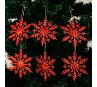 6PCS Snowflake Ornaments -Glitter White & Gold SnowFlakes for Christmas Tree, Winter Wonderland, Indoor & Outdoor Holiday Decor - Xmas Hanging Craft Decorations