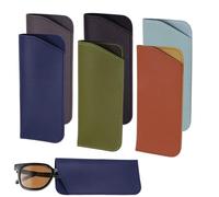 6Pcs Soft Glasses Cases, Multicolor Reading Glasses Case, PU Leather Spectacle Cases, Portable Sunglasses Pouch, Eyeglasses Bags for Women Men Kids (Black/Grey/Blue/Dark Blue/Green/Brown)