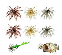 6pcs Soft Octopus Baits, Finesse Worm for Bass Trout Fishing, Bionic Tentacle Creature Lure with Reflective Flakes for Freshwater Saltwater, Weightless Rig/Jig Head Rig/Drop Shot Rig