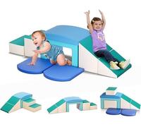6Pcs Soft Play Set, Foam Climb Blocks PU Scratch-Resistant Easy Clean Hidden Zippe Crawling & Climbing Boosts Sensory Motor Skills for 2-10 Indoor/Outdoor/Playground