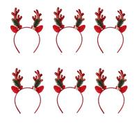 6pcs Soft Plush Reindeer Antlers Headbands Comfortable Reindeer Antlers Head Decortaion For Seasonal Fun Santa Hat