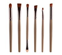 6pcs Soft Synthetic Eyeshadow Makeup Brush Kit for Eyeliner Eye Liner- Professional Set for Liquid and Powder Blending - for Travel - Gift for Her - Versatile - Golden Coffee