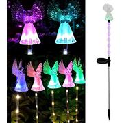 6Pcs Solar Angel Light Outdoor Garden Waterproof Solar Stake Lamp with Luminous Wings Lamps Multi-color Changing LED Grave Lights Solar Powered Garden Ornaments for Garden Cemetery Sidewalk Yard Lawn