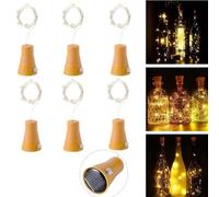 6pcs Solar Bottle Lights with Cork - 10 LED Copper Wire Fairy Lights for Wine Bottles, DIY Party Wedding Decor, Waterproof Outdoor/Indoor Use (1m) (White)