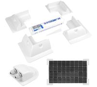 6PCS Solar Panel Mounting Brackets, Solar Panel Brackets Abs and 300ml Caravan and Motorhome Adhesive Sealant, Drill-Free Corners of Components Support Kit for Rvs, Vehicles, Campers, Trailers, Boat