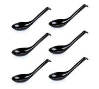 6Pcs Soup Spoon Ramen Noodle Soup Ladle Black Soup Spoons Sturdy and Durable Asian Dinner Spoon Easy Clean Dishwasher Safe