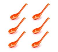 6Pcs Soup Spoon Ramen Noodle Soup Ladle Orange Soup Spoons Sturdy and Durable Asian Dinner Spoon Easy Clean Dishwasher Safe