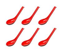 6Pcs Soup Spoon Ramen Noodle Soup Ladle red and Black Soup Spoons Sturdy and Durable Asian Dinner Spoon Easy Clean Dishwasher Safe