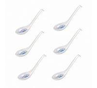 6Pcs Soup Spoon Ramen Noodle Soup Ladle White Pattern Soup Spoons Sturdy and Durable Asian Dinner Spoon Easy Clean Dishwasher Safe