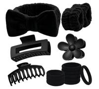 6Pcs Spa Bow Headband Set and 10pcs Hair Tie, Washing Face Wristband, Makeup Headband for Washing Face Soft Non Slip Hair Band Daily Life Facial Skincare