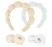 6Pcs Spa Headband Wrist Washband Set,Skincare Makeup Headband,Sponge Face Wash Band,Cloth Puffy Hair Band for Washing Face