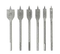 6Pcs Spade Drill Bit Set Wood Drill Bit Set 10-25mm Heavy Duty Flat Wood Drills Carbon Steel Hex Shank Paddle Spade Bits For Woodworking Drilling Plywood Plastics Chipboard and DIY Projects