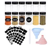 6Pcs Spice Jars with Shaker Lids, 6oz Round Plastic Spice Bottles with Funnel and Labels, Empty Seasonings Bottles for Spice Herbs Small Items Storage and Organization for Herbs, Sugar, Salt, Spices