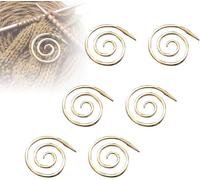 6pcs Spiral Cable Knitting Needle, Cable Needle Shawl Pin, Bent Tapestry Needles for Yarn Sewing Knitting, Handmade Knitting Tool Small Spiral Cable Needle Stitch Holders for Knitter (Silver)