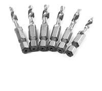 6Pcs Spiral Flute Countersink Drill Bit Set 1/4in Hex Shank High Hardness for Drilling Tapping Soft Metal Aluminum Iron