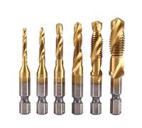 6Pcs Spiral Flute Tap Set, Titanium Coated HSS Metric Thread Machine Taps Drill Bits Screw Thread Tapping Tool M3 M4 M5 M6 M8 M10