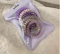 6PCS Spiral Hair Ties,Coiled Plastic Hair Ties,Ponytail Holders Purple | Cute Rainbow Pastel Spiral Hair Ties, Beaded Transparent Elastic Telephone Wire Hair Bands for Daily Use