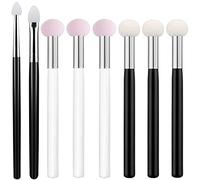 6Pcs Sponge Makeup Applicator with Handle + 2 Shapes Silicone Lip Mask Brush, 4.5 Inch 2 Color Concealer Powder Eye Makeup Eyeshadow Brush Washable Foundation Brush Pro Tool for Women's Girls