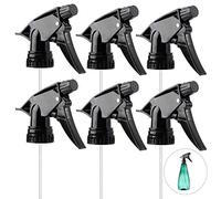 6pcs Spray Bottle Replacement Nozzle- Reusable Heavy Duty Mist Spray & Stream Sprayer Replacement Tops Fit Standard 28/400 Neck 32oz, 16oz, 8oz Bottles for Home Office Cleaning Household, Black