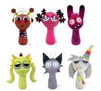 6Pcs Sprunki Plushies Set - Soft Stuffed Dolls for Horror Game Fans, Incredibox Merch Collectibles Gift for Adults Kids (10×20cm) (Style A)