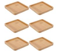 6pcs Square Bamboo Mosaic Coaster Blanks with Groove Design