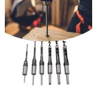 6pcs Square Hole Mortise Chisel Drill Bit Tools, HSS Woodworking Hole Saw Mortising Chisel Drill Bit Set, Different Sizes