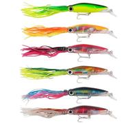 6Pcs Squid Lure 9.1in 3D Eyes, Simulation Squid Saltwater Fishing Lures with Hooks, Slow Sinking Fishing Bait for Bass Trout| Lures Saltwater