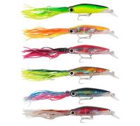 6Pcs Squid Lure 9.1in 3D Eyes, Simulation Squid Saltwater Fishing Lures with Hooks, Slow Sinking Fishing Bait for Bass Trout Lures Saltwater Jigs Bait