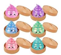 6pcs Squish Dumpling Toy, Glitter Dumpling Squish, Funny Stress Relief Toys With Steamer Box, Soft Rebound Fidget Toys, Bouncy Relax Squeeze Ball For Adults Students Office School Classroom