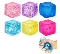 6PCS Squishy Cube, Stress Cube for Office Workers and Students, Ice Cube Squishy for Instant Relax, with Aurora and Snowflake Designs in Multiple Colours