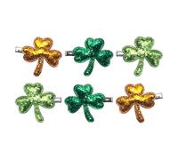 6pcs St Patricks Day Accessories Hair Clips, Irish Shamrock Hair Accessories Glitter Sequins Shamrock Hair Clips Green Orange Hairdressing Hair Barrettes Irish St Patricks Day Costume Accessories