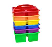 6Pcs Stacking Craft Basket With Carrying Handle Multifunctional Organiser Storage Bin For School Office Art Accessories Space Saving Stackable Baskets