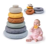 6PCS Stacking Rings Baby Toys 0-6 Months, Stacking Toys Squeeze Teething baby Toys, Soft Building stacking Rings Educational Toy Gifts for 0 6 12 18 Months Baby Toddler Boys Girls