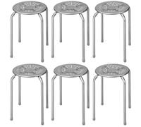 6PCS Stacking Round Bar Stool Kitchen Nesting Stool Dining Chair Grey
