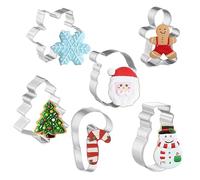 6pcs Stainless Steel Baking Cutters - Christmas Cookie Molds, Holiday Fondant Pastry Molds | for Kids Adults Family Baking, Christmas Party Dessert Decoration, Perfect for Winter Treats and Gift Ьaki